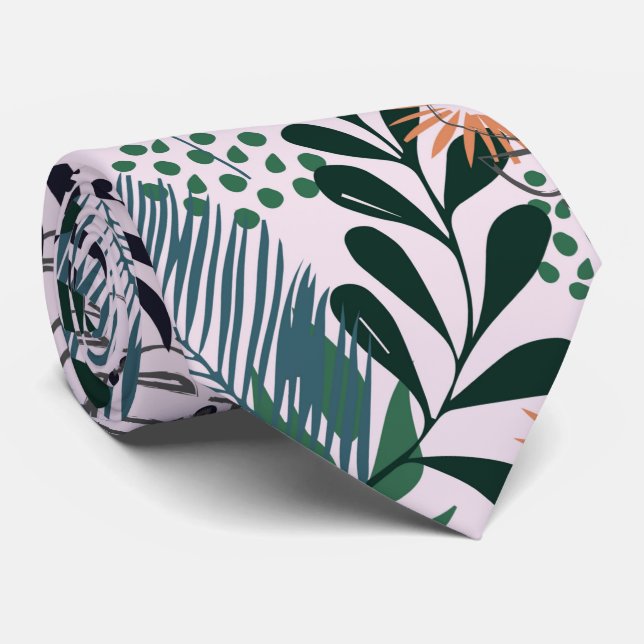 Tropical Floral Abstract Exclusive Pattern  Neck Tie (Rolled)