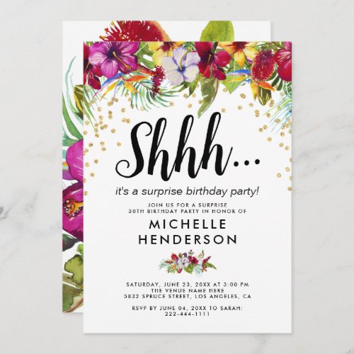 Tropical Floral Adult Surprise Birthday Party