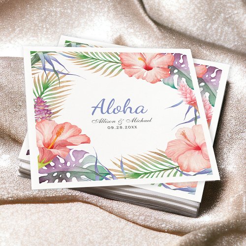 Tropical Floral Aloha Luau Style Napkins