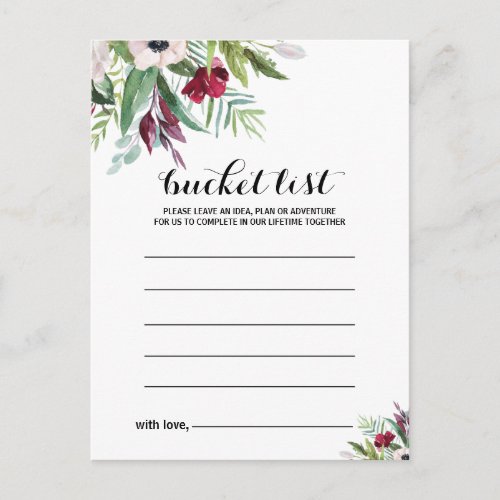 Tropical Floral and Greenery Bucket List Cards