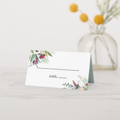 Tropical Floral and Greenery Wedding Place Card