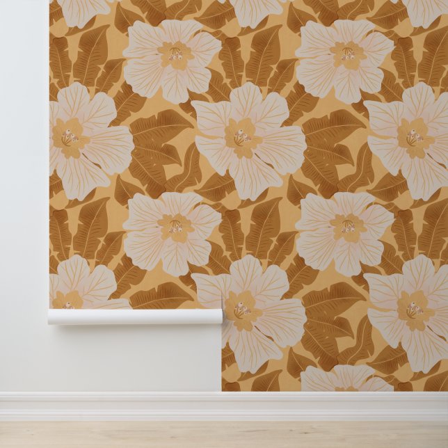 Tropical Floral And Leaves Wallpaper (Application)