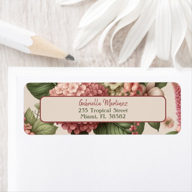 Tropical Floral and Papaya Return Address Label (Insitu)