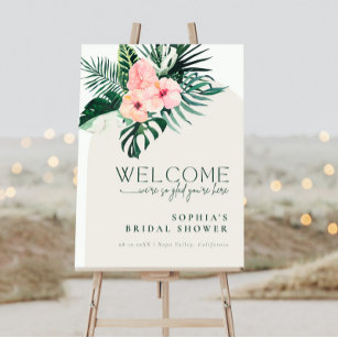 Bridal Shower Welcome Sign Floral ,Honeymoon Shower Chalkboard Poster, –  Iconica Design
