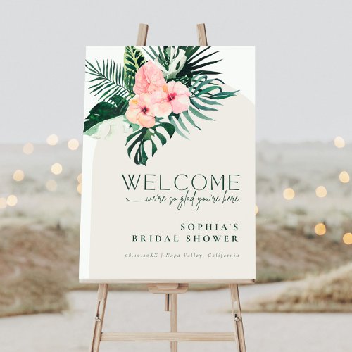 Tropical Floral Arch Bridal Shower Welcome Foam Board
