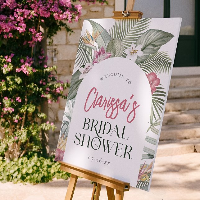 Tropical Floral Arch Bridal Shower Welcome Sign (Creator Uploaded)