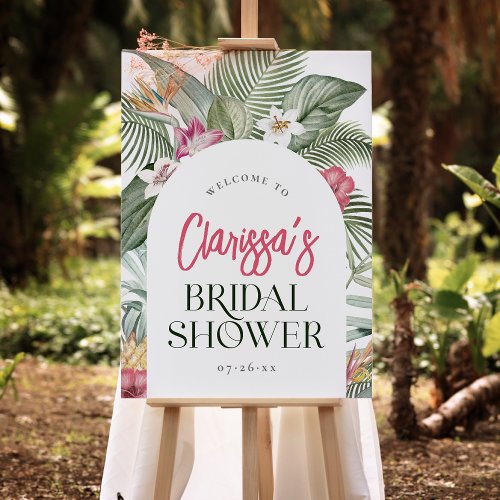 Tropical Floral Arch Bridal Shower Welcome Sign