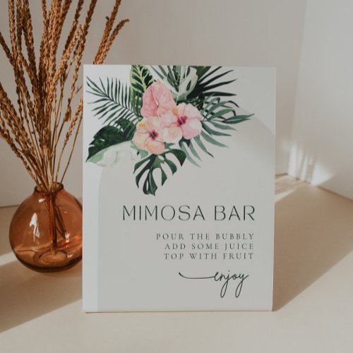 Tropical Floral Arch Mimosa Bar Pedestal Sign