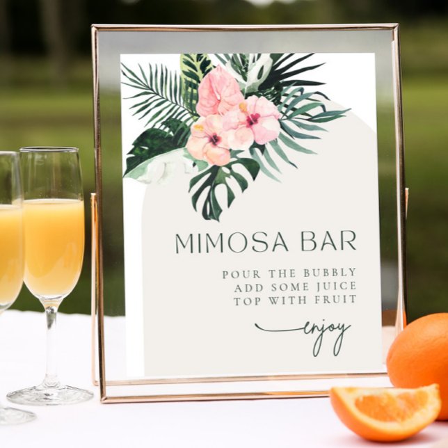 Tropical Floral Arch Mimosa Bar Sign (Creator Uploaded)
