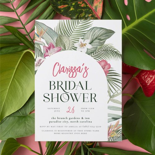 Tropical Floral Arch Modern Summer Bridal Shower Invitation