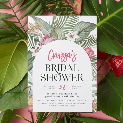 Tropical Floral Arch Summer Bridal Shower Invitation
