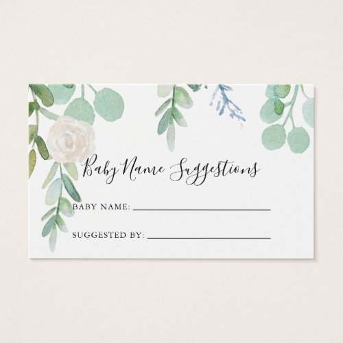 Tropical Floral Baby Name Suggestions Card