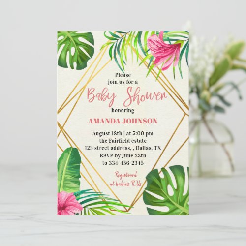 Tropical Floral Baby Shower Invitation