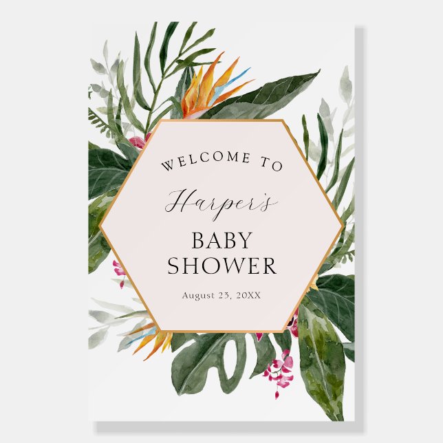Tropical Floral Baby Shower Welcome Foam Board (Front)