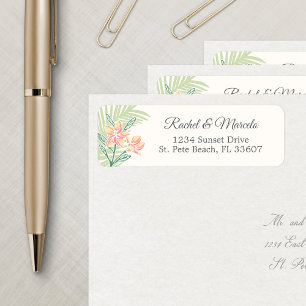 Tropical Floral Beach Address Label