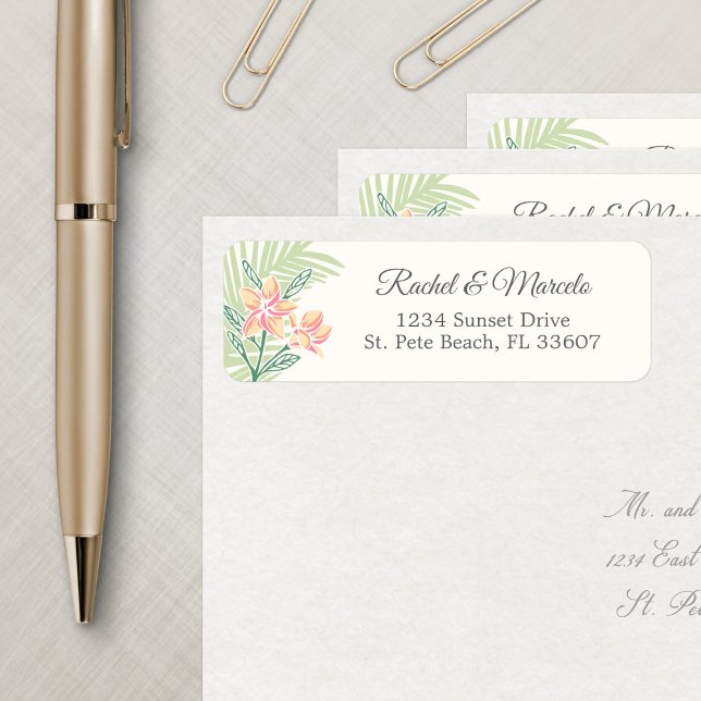 Tropical Floral Beach Address Label (Creator Uploaded)