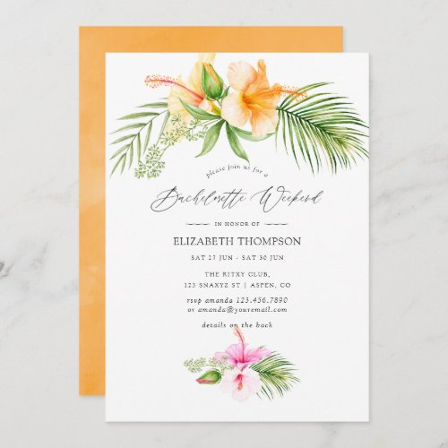 Tropical Floral Beach Bachelorette Weekend Invitation