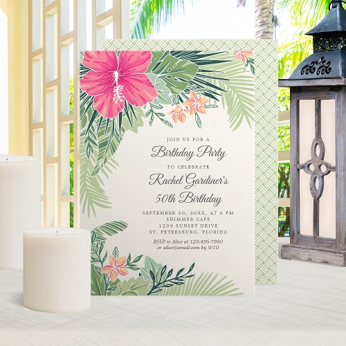 Tropical Floral Beach Birthday Invitation