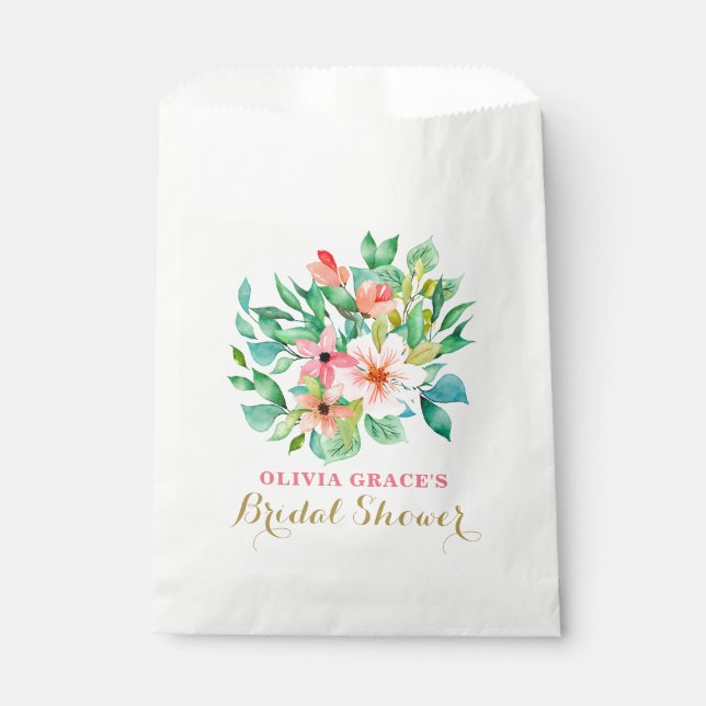 Tropical floral beach bridal shower favor bag (Front)