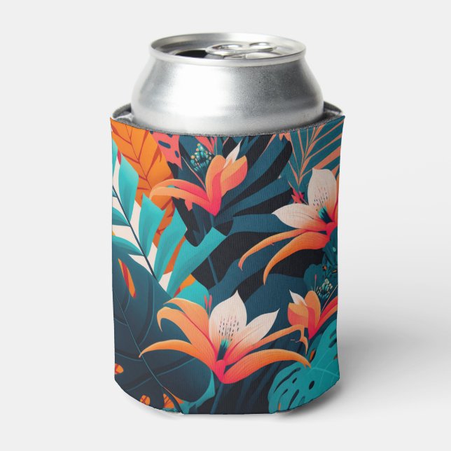 Tropical Floral Beach Can Cooler (Can Front)