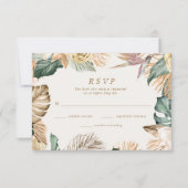 Tropical Floral Beach Destination Wedding  RSVP Card (Front)