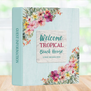 Tropical Floral Beach House Guest Information Mini Binder