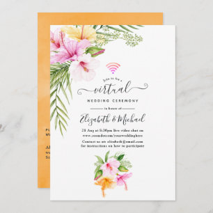Tropical Floral Beach Online Virtual Wedding Invitation