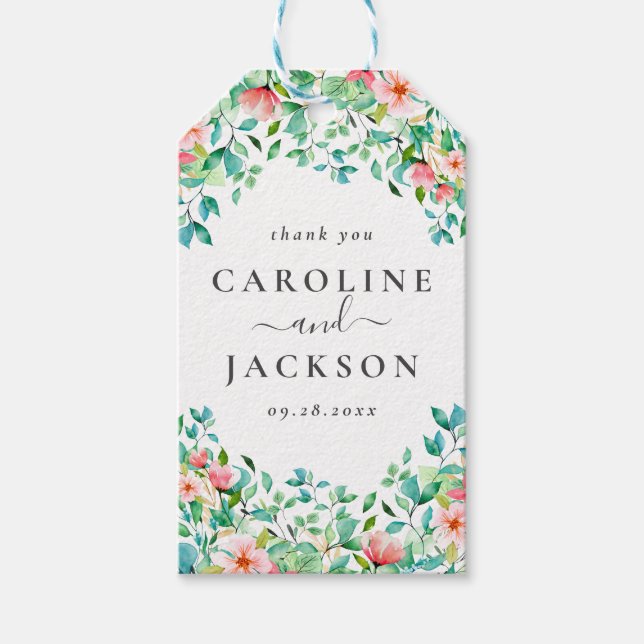 Tropical Floral Beach Wedding Favor Tag (Front)