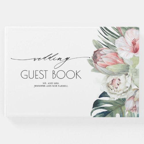 Tropical Floral Beach Wedding Guest Book