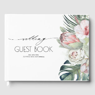 Tropical Floral Beach Wedding Guest Book