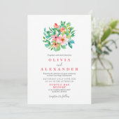 Tropical floral beach wedding Invitation (Standing Front)