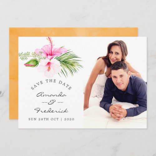Tropical Floral Beach Wedding Save the Date Invitation