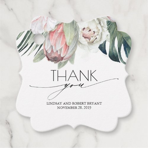 Tropical Floral Beach Wedding Thank You Favor Tags