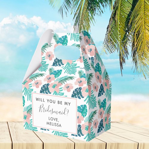 Tropical Floral Beach Will You Be My Bridesmaid Favor Boxes
