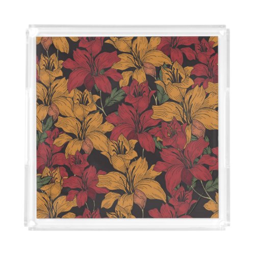 Tropical Floral Beautiful Seamless Pattern Acrylic Tray