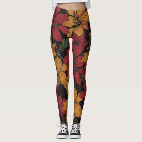 Tropical Floral Beautiful Seamless Pattern Leggings