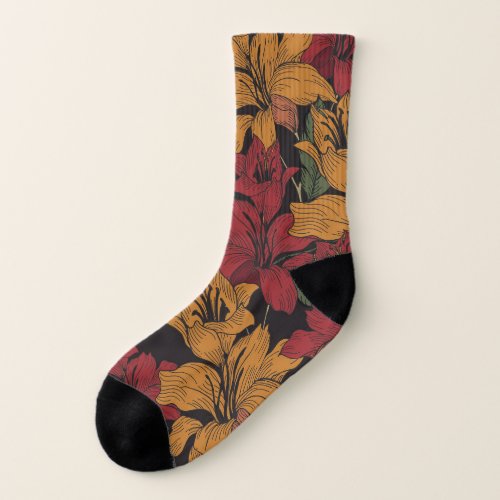 Tropical Floral Beautiful Seamless Pattern Socks