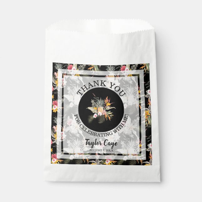 Tropical Floral Birthday Thank You Favor Bag (Front)