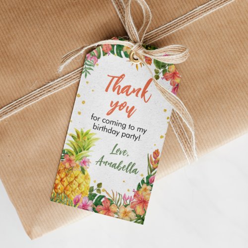Tropical Floral Birthday Thank You Tag