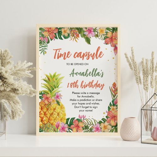 Tropical Floral Birthday Time Capsule sign