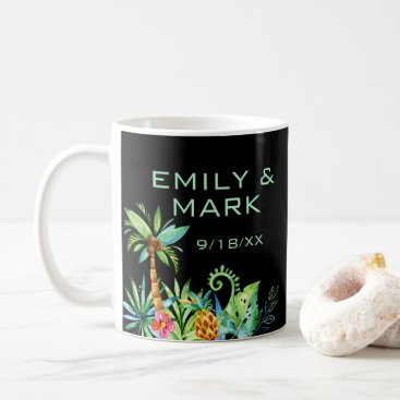 Tropical Floral Black Wedding Custom Coffee Mug Tropical Floral Black Wedding Custom Coffee Mug