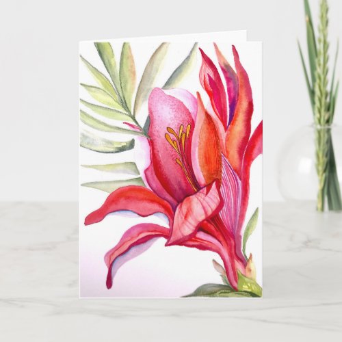 Tropical floral _ Blank inside greeting card 