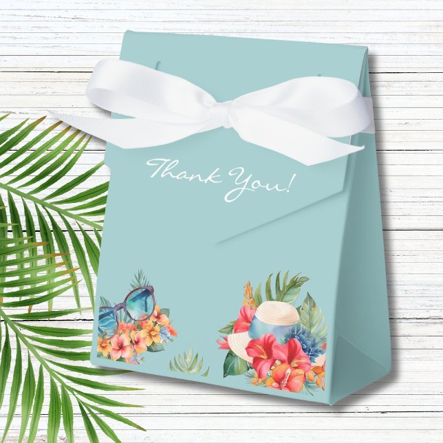Tropical Floral Blue Beach Bridal Shower Favor Boxes (Creator Uploaded)