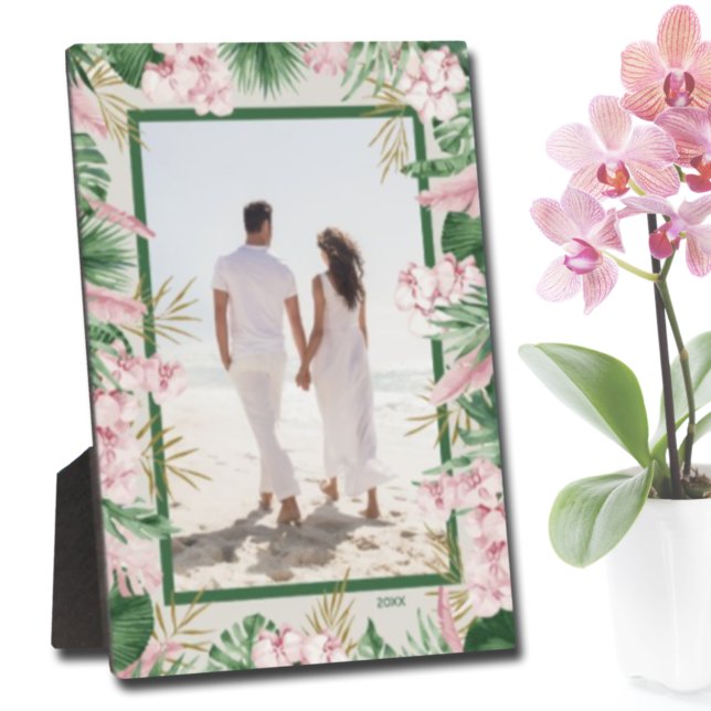 Tropical Floral Border Frameless Photo Plaque (Creator Uploaded)