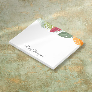 Tropical Floral Border Monogram Name Post-it Notes