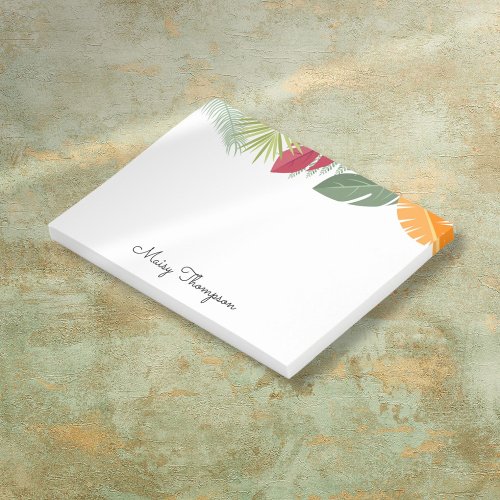 Tropical Floral Border Monogram Name Post_it Notes