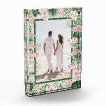 Tropical Floral Border Photo Block<br><div class="desc">This charming photo block features your favorite photo accented with tropical watercolor flowers and greenery on ANY COLOR BACKGROUND and ANY COLOR frame around your photo match your image. CHANGE the date to the current year or you can delete it or add more information. Great as a gift or to...</div>
