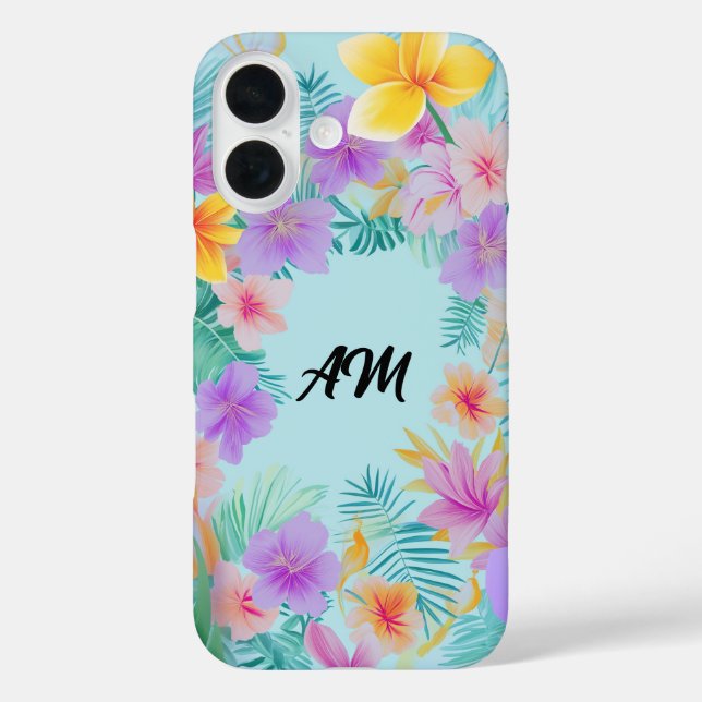 Tropical Floral Border Summer Aesthetic  Case-Mate iPhone Case (Back)