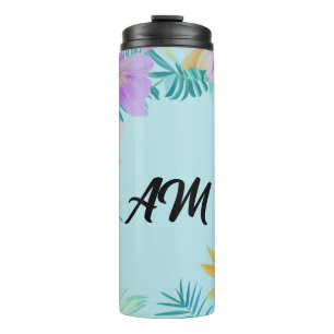 Tropical Floral Border Summer Aesthetic Thermal Tumbler