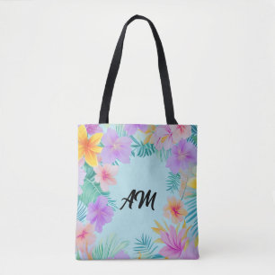 Tropical Floral Border Summer Aesthetic Tote Bag